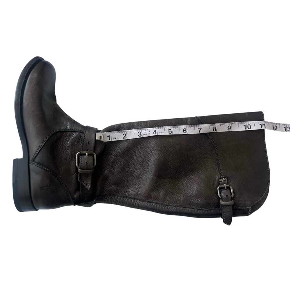 Frye Phillip Brown Leather Tall Western Riding Boots 3476847 Block Heel Size 6B - Picture 12 of 14